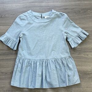 LaRoque Polka Dot Ruffle Sleeve Top